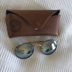 Ray Ban Mirrored Round Foldable Sunglasses